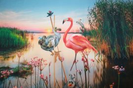 Panel digitale tricot: Flamingo lake 120x150 cm Stenzo