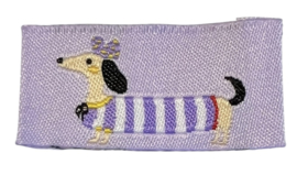 Labeltje geweven teckel lila 20x40 mm