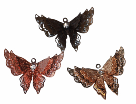 Metalen vlinder applicatie 35x25 mm light gold, per stuk