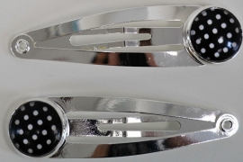 Klik-klak haarspeldje zilverkleur 5,5 cm met 12 mm cabochon setting