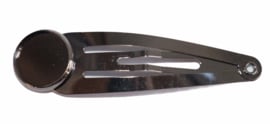 Klik-klak haarspeldje gunblack 5,5 cm met 12 mm cabochon setting