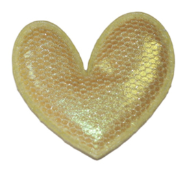 Applicatie shiny hartje geel 28 mm, per stuk