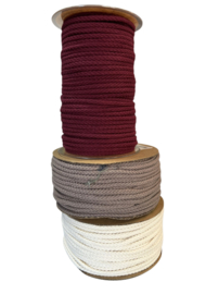 Koord katoen rond 6mm bordeaux, per meter
