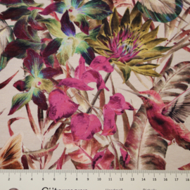 Digitale print tricot: JUNGLE SAND FUCHSIA, per 25 cm