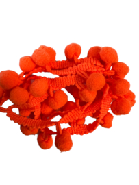Bolletjesband neon oranje, per 50 cm