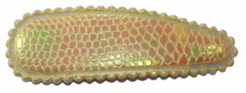 Kniphoesje reptielprint geel 5 cm + klik klak speldje, per stuk