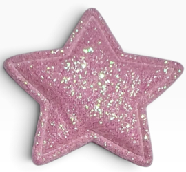 Applicatie glitter lichtroze ster 33 mm