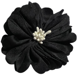 Stoffen bloem 5 cm zwart