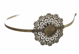 Haarband/ diadeem metaal antiek brons met setting 20mm, per stuk