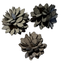 Imitatie leren bloemetje 25mm, antraciet
