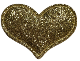 Glitter hartje 35x30mm goud