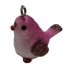 Vogeltje roze bruin 3D 30x22mm, per stuk