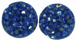 Flatback rondjes shiny blauw 10 mm, per paar