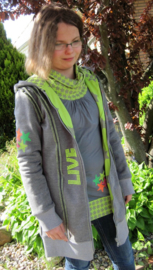 Farbenmix papier naaipatroon lang sweatvest  Wilma 34/36 - 50/52