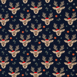 Sweat tricot: Holly rendier met kerstmuts (Swafing), per 25 cm