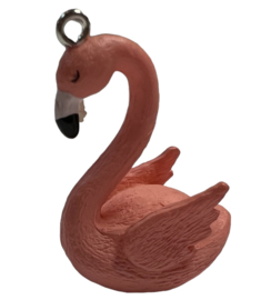 Roze flamingo 3d hanger 25x35mm, per stuk