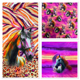 Tricot paneel: Fancy horses 75x150 cm Stenzo