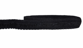 Elastische biaisband met schulprandje (vouwkant) zwart ribbel 10mm per 0,5 meter