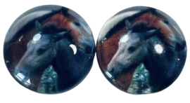 Glas flatback cabochon 12mm paarden, per 2 stuks