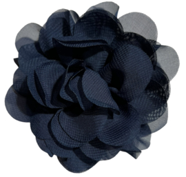 Stoffen bloem +/- 10 cm marineblauw