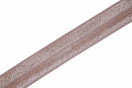 Elastisch biaisband/vouwtres poederroze shiny/mat 20 mm per 0,5 meter