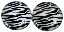 12 mm glascabochon zebra zwart/wit, per 2 stuks