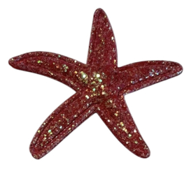 Zeester rood/roze met glittertjes 40x35 mm