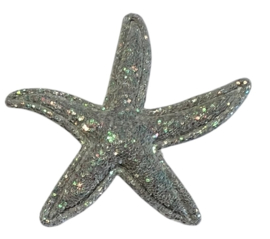 Zeester zilvergrijs met glittertjes 40x35 mm