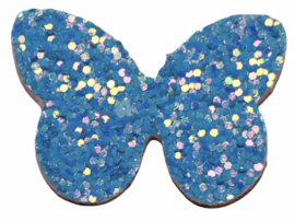 Applicatie vlinder glitter BLAUW 40x27 mm, per stuk