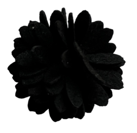 Imitatie leren bloemetje 25mm, zwart