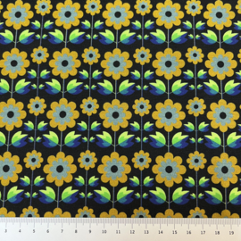 Tricot: autumn flower black (Stenzo) 85x150 cm coupon