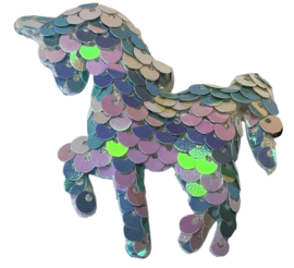 Applicatie unicorn met pailletten 62x67 mm PASTEL LILA-LICHTROZE