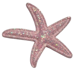 Zeester lichtroze met glittertjes 40x35 mm