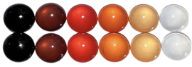 Glas cabochons 12 mm: setje bruin/oranje/wit 12 stuks