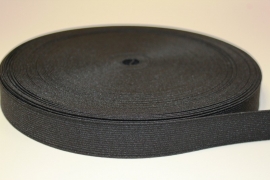 Soepel elastiek zwart  25 mm breed per meter