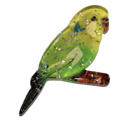 Flatback glitter papegaai 42x23 mm