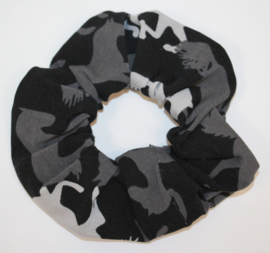 Scrunchie zwart-grijs paarden