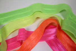 Elastisch biaisband/vouwtres neonoranje 20 mm per 5 meter