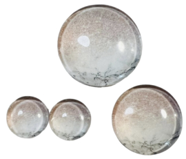 12 mm glascabochon zachtroze + grijs gemarmerd, per 2 stuks