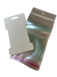 Kaart voor haarspeldjes wit + zakjes 113x66 mm, per 10 stuks