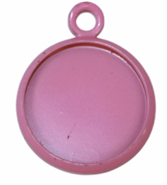 Bedeltje met setting 12 mm roze, per stuk