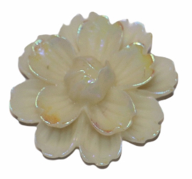 Flatback bloem parelmoer glans wit 25mm