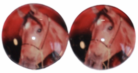 Glas flatback cabochon 12 mm paard, 2 stuks