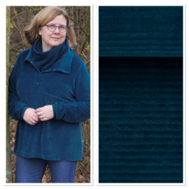 Nicky velours met ribbel: Jutta  blauw/petrol (Swafing), per 25 cm