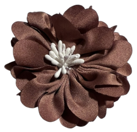 Stoffen bloem 5 cm bruin