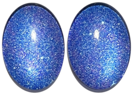 Set van 2 glas cabochons spikkels lila/blauw 18 x 25 mm