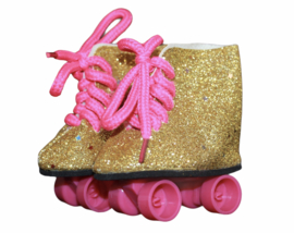 Rolschaatsjes goud-roze voor babyborn