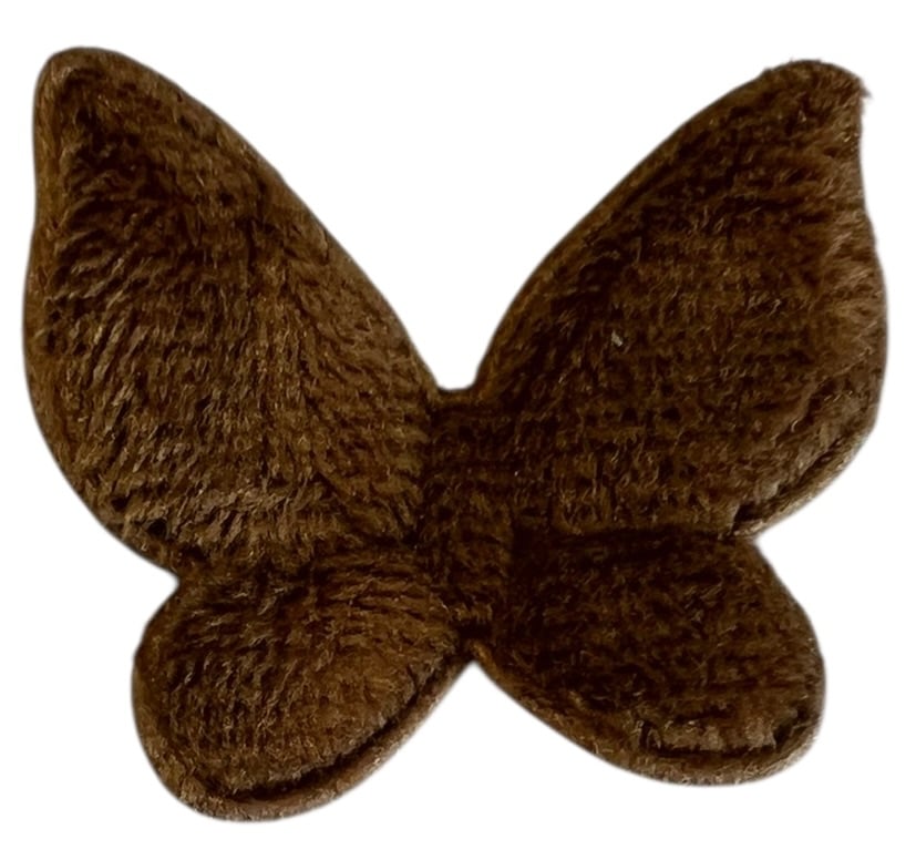 Vlinder velours warmbruin 35x43mm