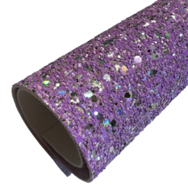 PU leer A4 lapje; glitters lila