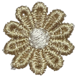 Bloemetje geborduurd beige/offwhite +/- 25 mm